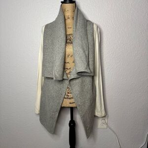 Harputs Own Wool Blend Open Front Long Line Shawl Coat LagenLook Grey Size S